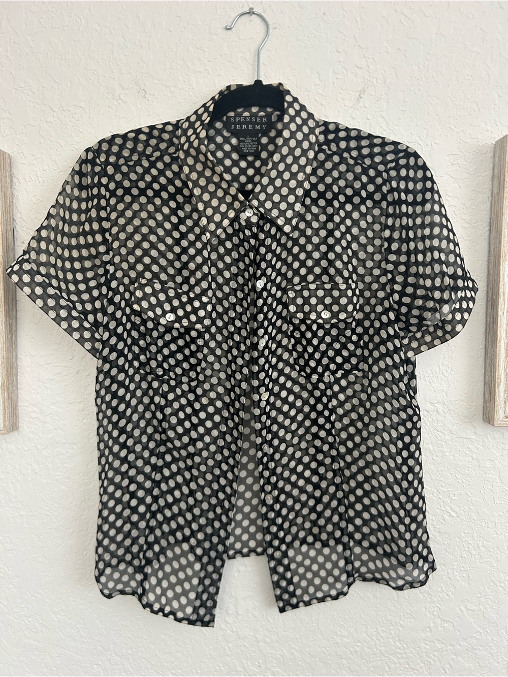 Spenser Jeremy Black Blouse with White Polka Dots
